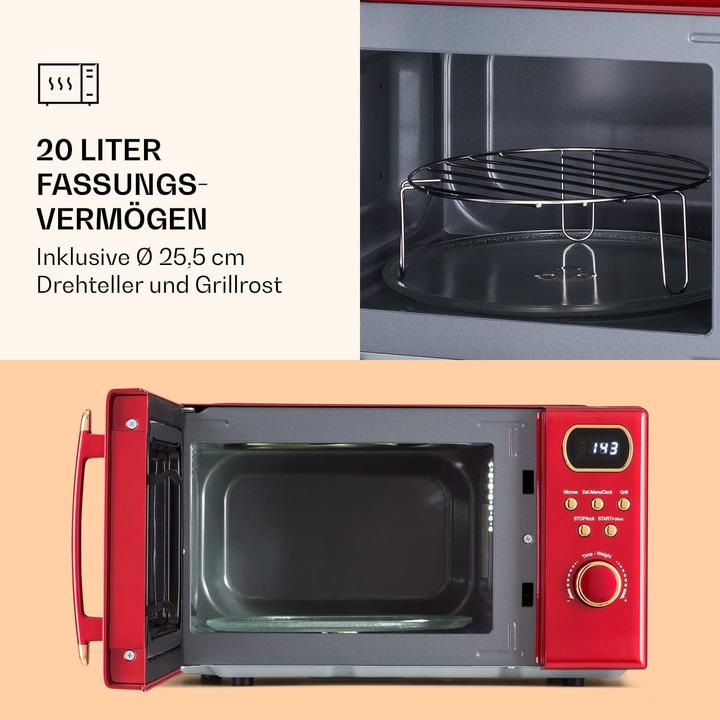Actual product image Klarstein Retro Microwave, Red (20 l)