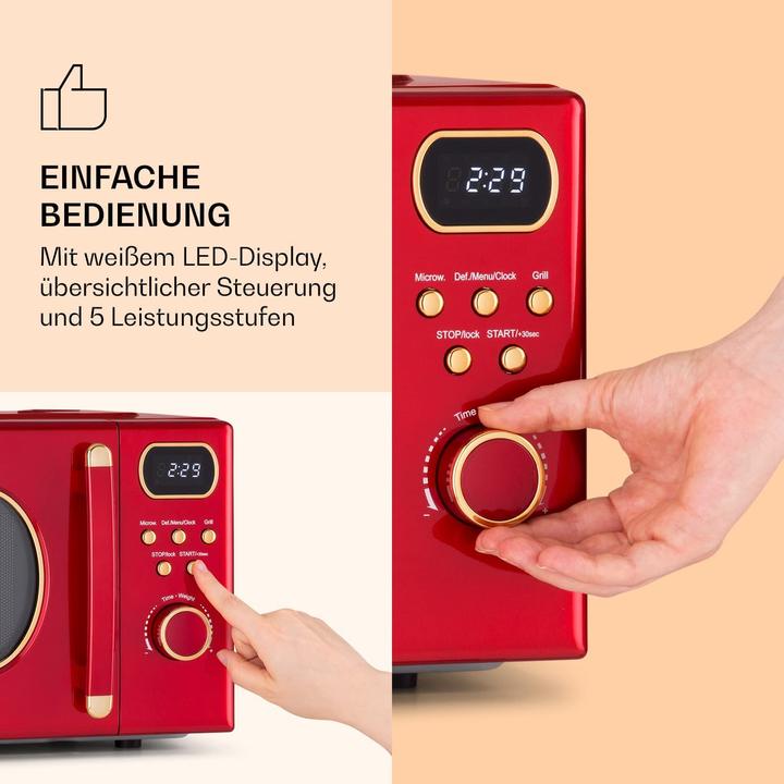 Actual product image Klarstein Retro Microwave, Red (20 l)