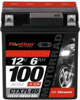 Panther Batterien Motorbike battery AGM YTX7L-BS 12V 6Ah (12 V, 6 Ah)