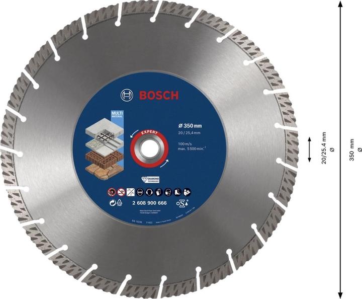 Produktbild Bosch Professional Zubehör EXPERT MultiMaterial Diamanttrennscheiben, 350 x 20/25,40 x 3,3 x 15 mm