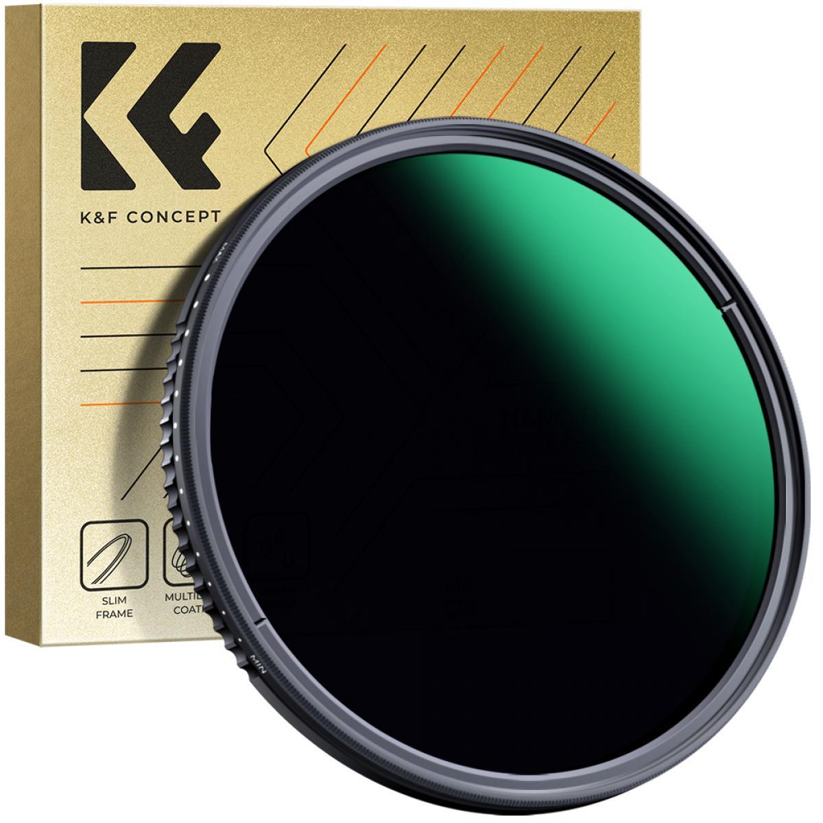 K&F Concept 49MM Variable ND3ND1000 (1.5-10 Stops) Lens Filter, 24 Layers Green Coatings (D Series) (Filtri grigi), Filtro fotografico, Verde