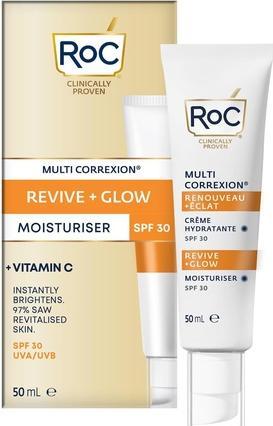 Actual product image Roc Multi Correxion Revive + Glow Moisturiser SPF 30 with Vitamin C for Hydration and Sun Protection (Sun cream face, SPF 30, 50 ml)