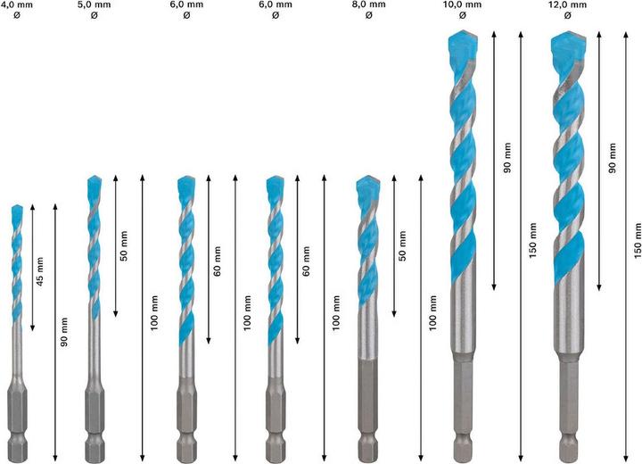 Productafbeelding Bosch Professional Zubehör Expert HEX-9 Multi Construction Bohrer-Set (8,0 millimeter, 10,00 millimeter, 5,0 millimeter, 12,0 millimeter, 6,0 millimeter, 4,0 millimeter)