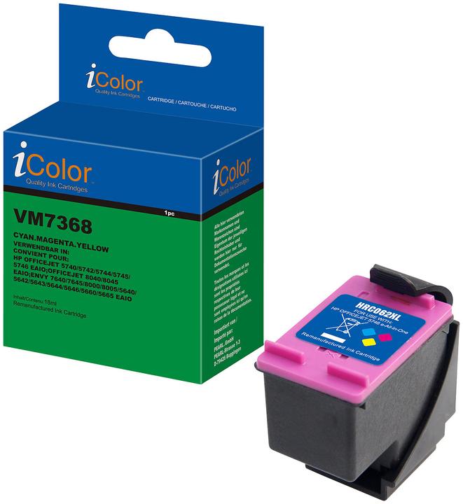 Actual product image IColor Ink cartridge, replaces HP C2P07AN, 62XL, cyan, magenta, yellow