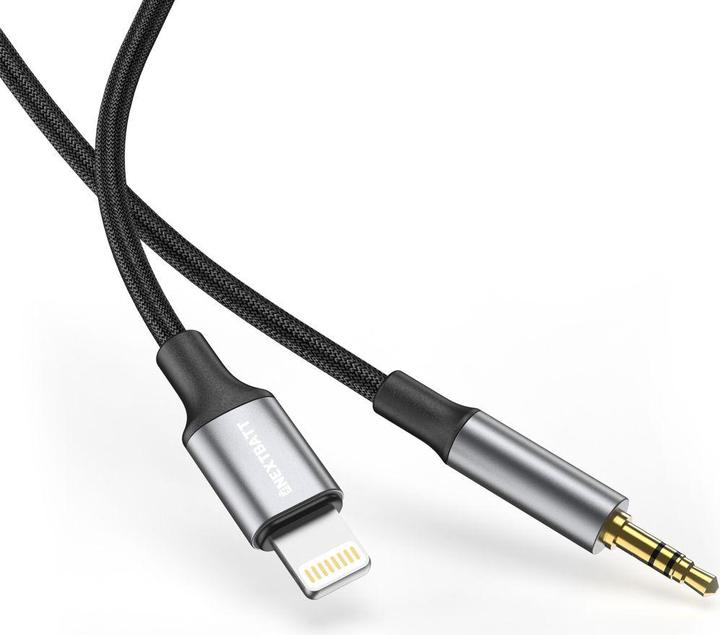 Actual product image Nextbatt Lightning to 3.5mm AUX adapter, 1m - Black/Gray (1 m, AUX cable)
