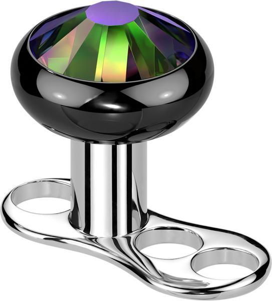 Produktbild Star Piercing Dermal Anchor Innengewinde schwarz mit Kristall dunkel multicolor (Titan G23, ohne Messing)