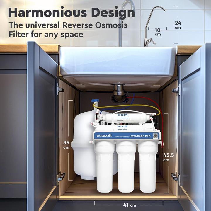 Produktbild Ecosoft Standard PRO Filtersystem mit Umkehrosmose, integrierter Pumpe und einfacher Installation