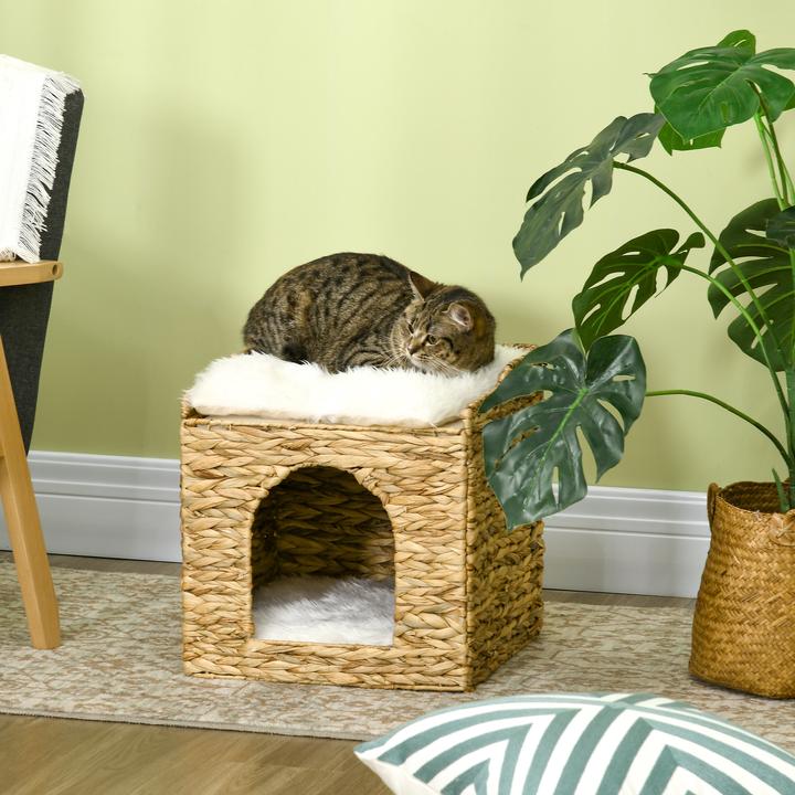 Image du produit PawHut Rotin maison pour chats avec coussins (Chat)