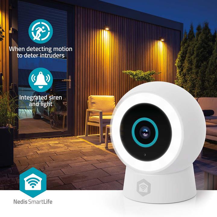 Produktbild Nedis SmartLife Aussenkamera | Wi-Fi | Spotlight | 3MP Full HD 1296p | IP65 | Cloud Storage (optional (1296p, 2304 x 1296 Pixels)
