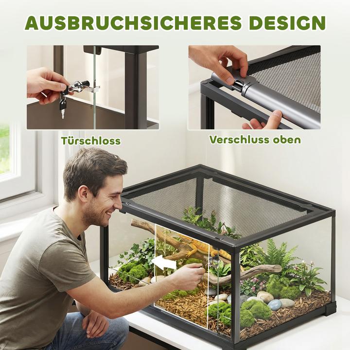 Actual product image PawHut Terrarium Glas, Kunststoff Schwarz