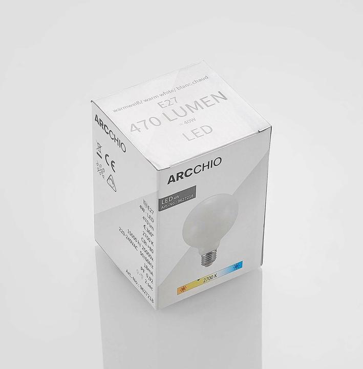 Actual product image Arcchio LED lamp E27 4W 2.700K G95 Globe, dimmable, opal (E27, 470 lm, 1 x)