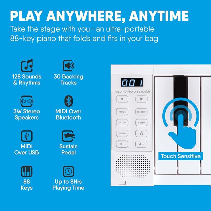 Productafbeelding Blackstar CARRY ON inklapbare piano 88 TOUCH, zwart (88 Sleutels)