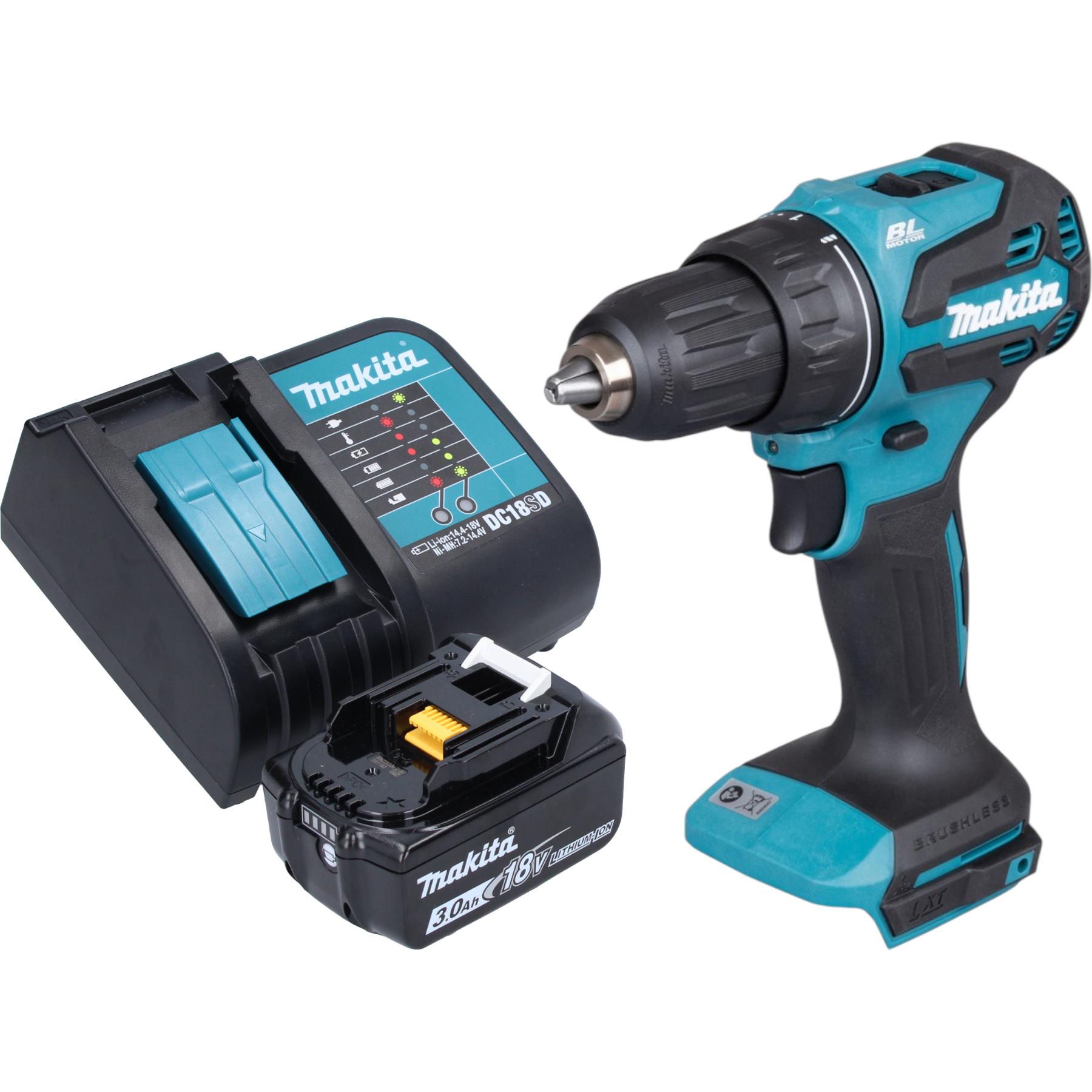 Makita, Trapano + Avvitatore a batteria, DDF 490 SF1 Akku Bohrschrauber 18 V 65 Nm 1/2" Brushless + 1x Akku 3,0 Ah + Ladegerät