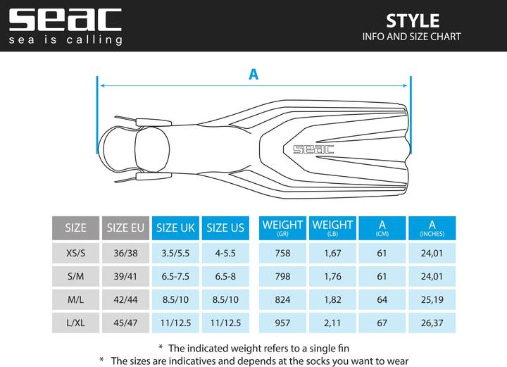 Actual product image Seac Device Fin Style Orange S/S