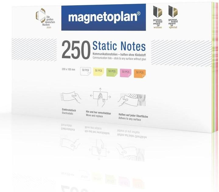 Magnetoplan Haftnotiz Static Notes, 200x100 mm, 250 Stück sortiert