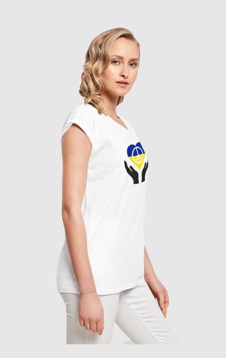 Produktbild Merchcode Ladies Peace - Hand Peace Heart Extended Shoulder T-Shirt - 161423 (S)