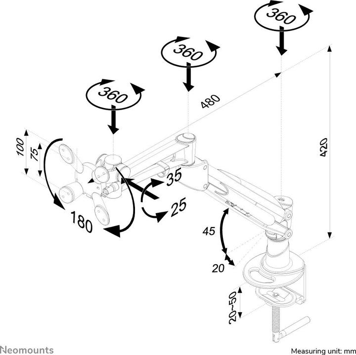 Image du produit Neomounts FPMA-D940 Support de bureau pour écran (Tables, 24", 9 kg)