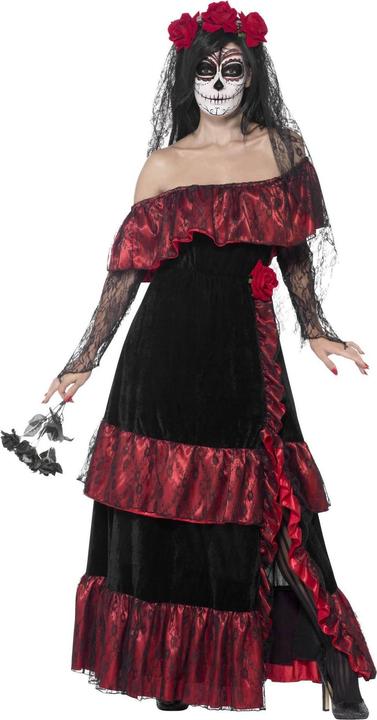 Actual product image Smiffys Womens/Ladies Deluxe Bride Day Of The Dead Costume Set (M)