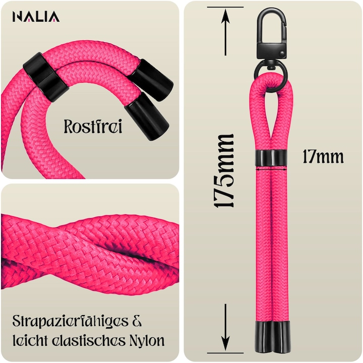 Image du produit Nalia Wristy Lanyard Handykette – Universal Trageband für Smartphones – Verstellbar, Soft & Elastisch