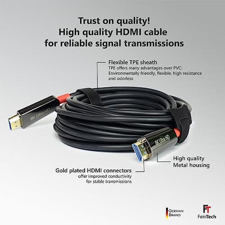 Image du produit FeinTech VMI90200 Optisches HDMI Glasfaser-Hybrid Kabel 8K 60Hz / 4K 120Hz 48 Gbps 20 m (20 m)