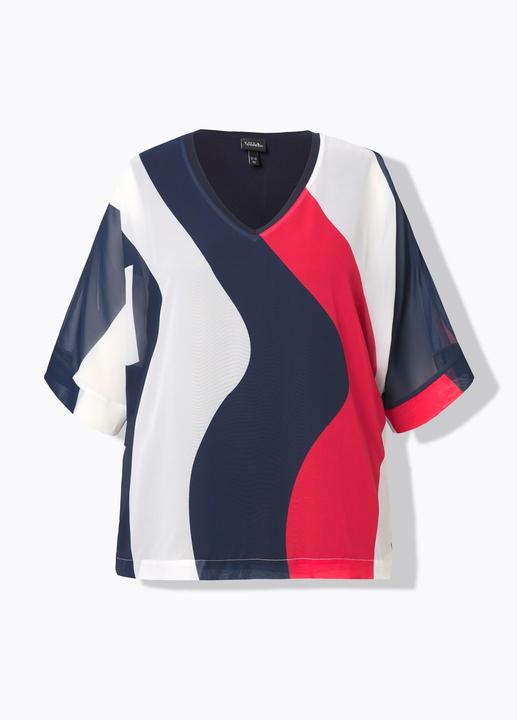 Actual product image Ulla Popken Wave Stripe Short Sleeve Chiffon Tunic (54)
