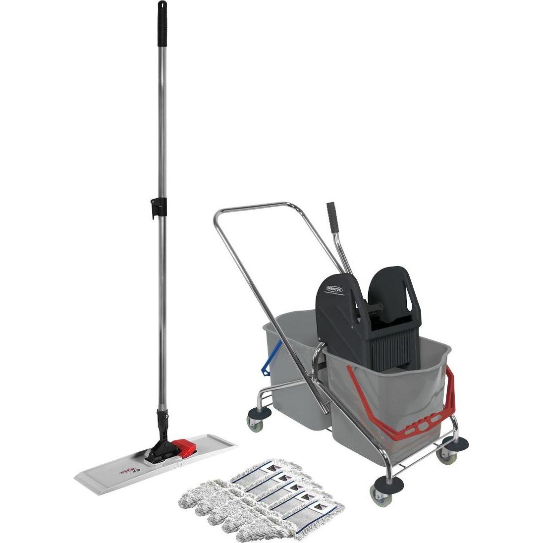 Sprintus Reinigungswagen Set, Reinigungsutensil, Silber