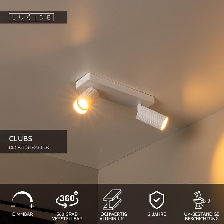Actual product image Lucide CLUBS - Ceiling spotlight - 2xGU10 - White 09939/02/31 (GU10)