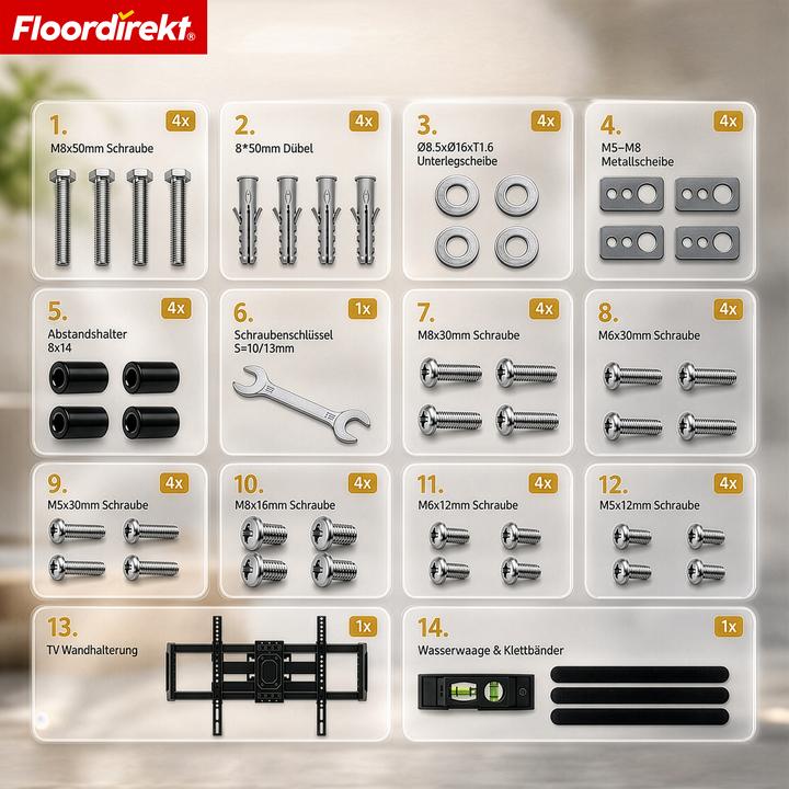 Produktbild Floordirekt TV Wandhalterung (Wand, 50 kg, 37" - 75")