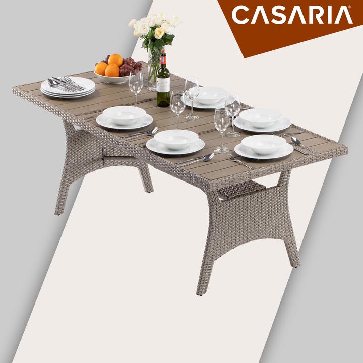 Actual product image Casaria Polyrattan WPC Garden Table (190 cm)