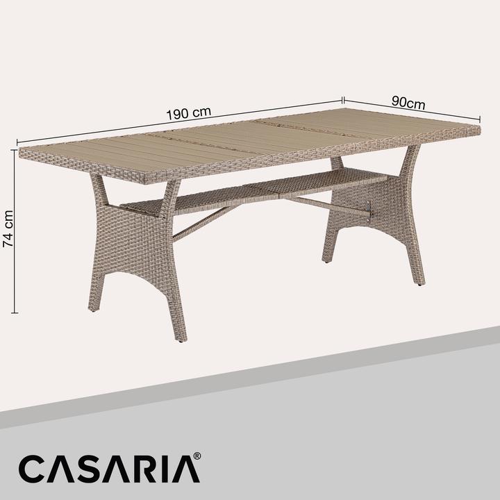 Actual product image Casaria Polyrattan WPC Garden Table (190 cm)