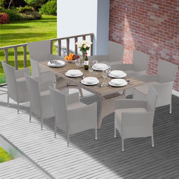 Actual product image Casaria Polyrattan WPC Garden Table (190 cm)