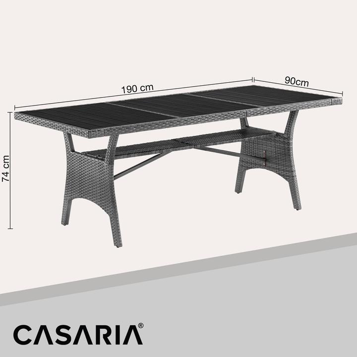 Produktbild Casaria Polyrattan Gartentisch WPC (190 cm)