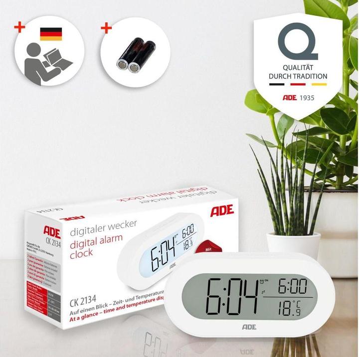 Actual product image ADE Digital Alarm Clock White