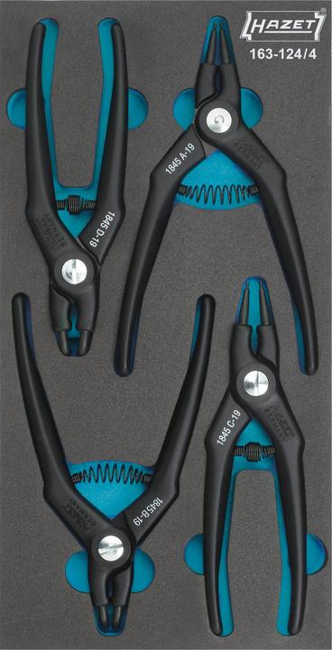 Image du produit HAZET Jeu de pinces à circlips 163-124/4 ∙ Nombre d'outils : 4 (342 mm)