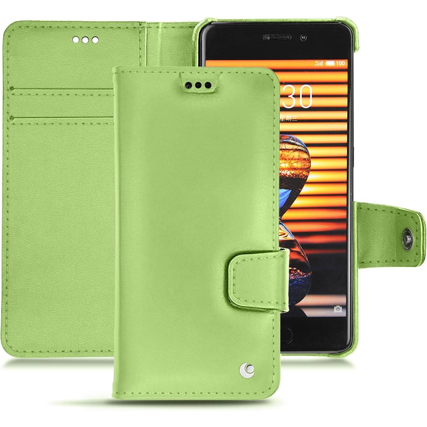 Noreve Lederschutzhülle Wallet (Meizu Pro 7), Smartphone Hülle, Grün