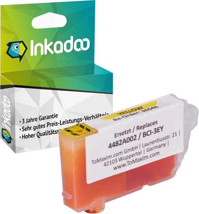 Image du produit Inkadoo Cartouches d'impression compatibles avec Canon 4482A002 / BCI-3EY Cartouche d'encre, jaune Jaune (Y)