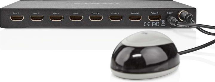Actual product image Nedis HDMI ™ Matrix Switch | 4x 4-Port port(s) | DC Power / 1x RS232 / 4x HDMI™ Input | 4x HDMI™ A
