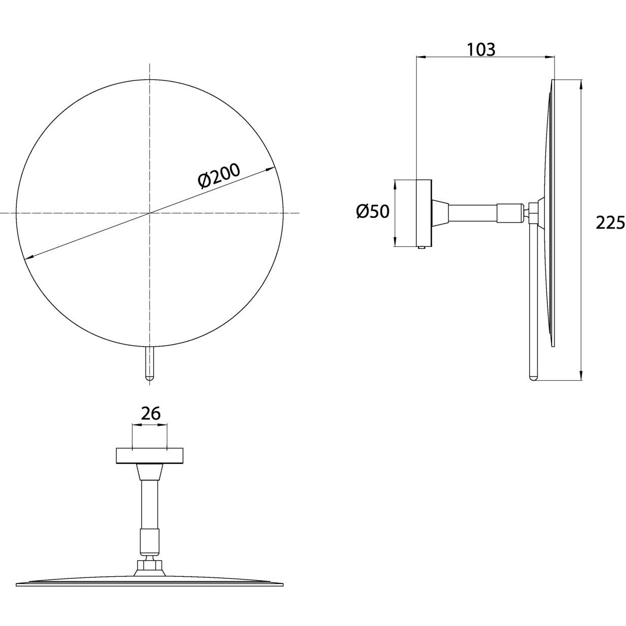 Thumbnail - Emco, Spiegel, round Wandspiegel, 1-armig, 3-fach, rund, Durchmesser 200mm, 1094