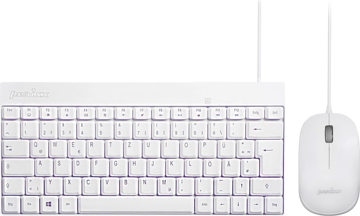 Actual product image Perixx PERIDUO-212 DE, mini USB keyboard and mouse set, white (DE, Cable)