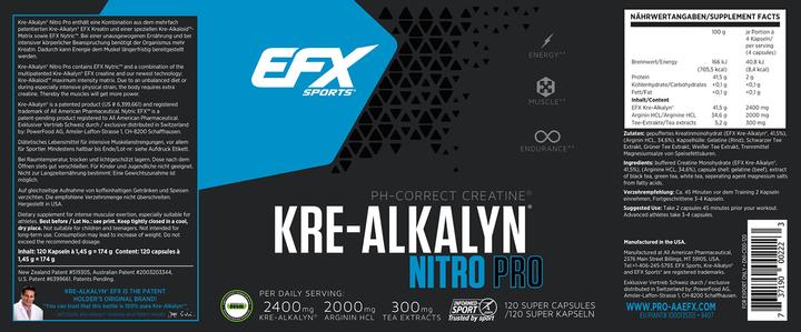 Actual product image EFX Kre-Alkalyn Nitro PRO (120 Piece, Capsules)