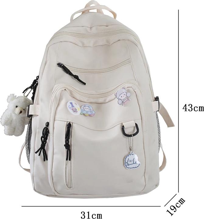 Produktbild Only-Bags.Store Grosser Studentenrucksack Abzeichen Rucksack Schultasche Hohe Kapazität Rucksack Niedlich Freizeit