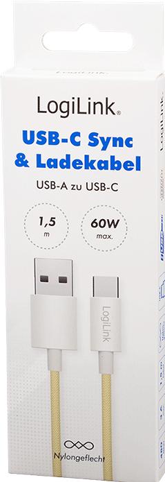 Produktbild LogiLink USB A – USB C (1.50 m, USB 2.0, 60 W)