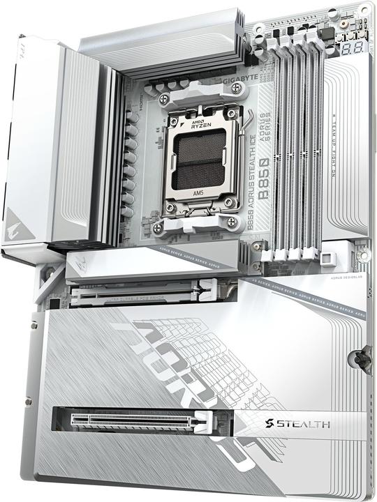 Actual product image Gigabyte B850 AORUS Stealth ICE (AM5, AMD B850, ATX)