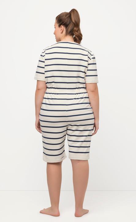 Produktbild Ulla Popken Loungewear-Jumpsuit, Ringel, Rundhals, Zipper, Halbarm (50, 52)