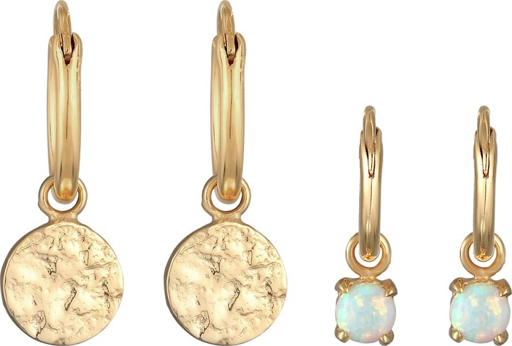 Immagine prodotto Elli Orecchini Creoles Plate Opal Gemstone Set di 2 Argento 925 (Argento 925, Sintetico Opale)