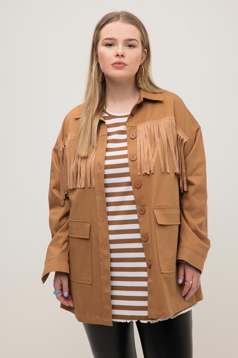 Produktbild Studio Untold Hemdjacke, oversized, Langarm, Taschen, Fransen (46, 48)