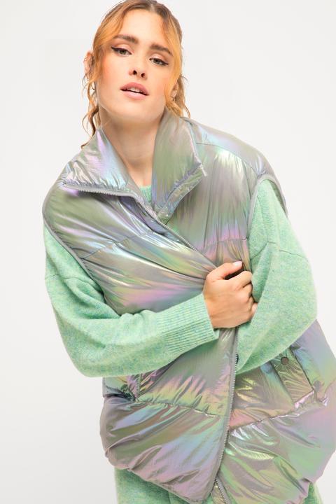Produktbild Studio Untold Steppweste, oversized, Holografic-Look, Stehkragen, Zipper (50, 52)