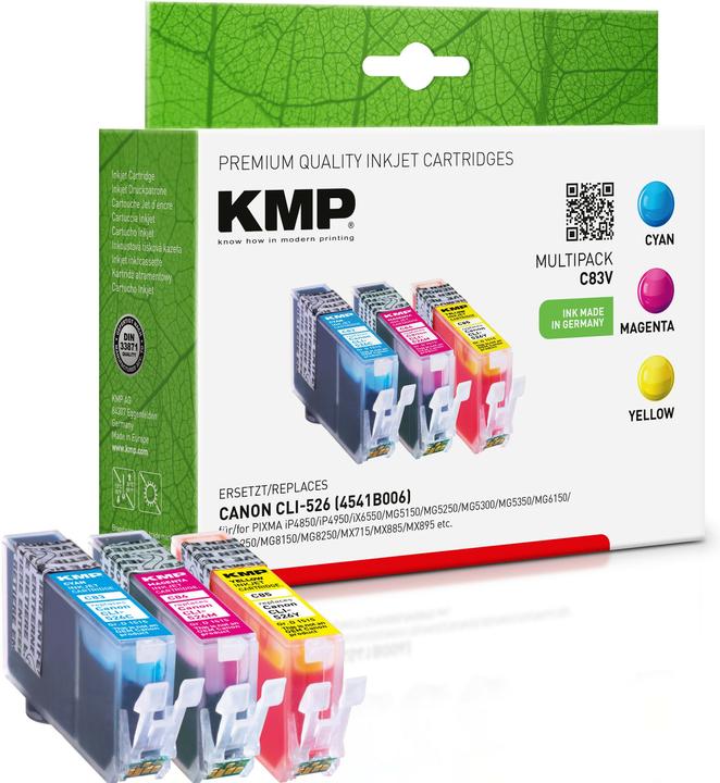 Produktbild KMP C83V Vorteilspack C/M/Y kompatibel mit Canon CLI-526 (M, C, Y)