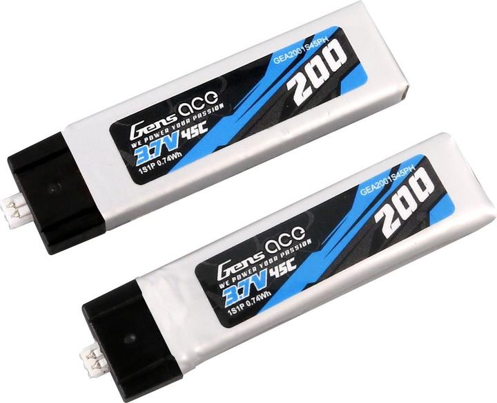 Produktbild Gens Ace 200mAh 3.7V 45C 1S1P Lipo Battery (2pcs) (3.70 V, 200 mAh)