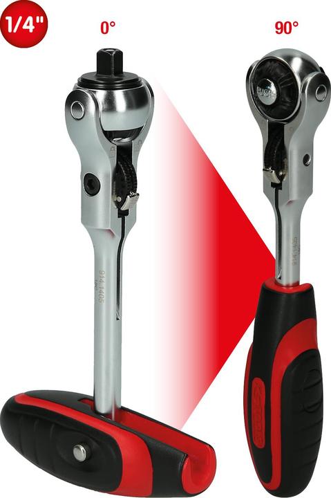 Produktbild KS Tools 1/4 MODIFIX Mini-T-Griff-Schwenkkopf-Knarre, 72 Zahn (1/4")